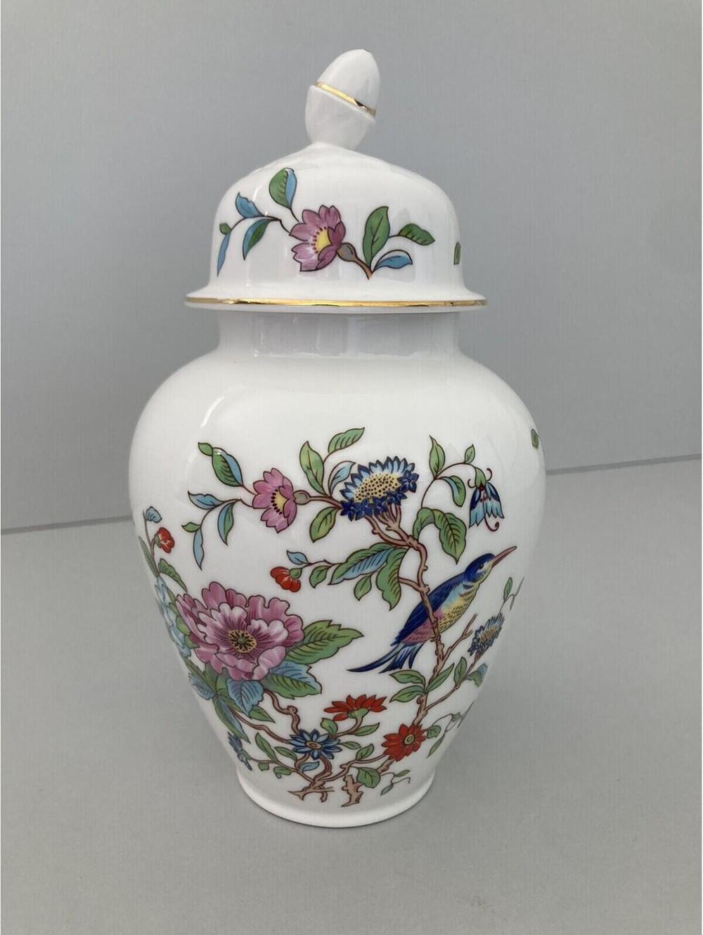 Vintage Aynsley Pembroke Decorative Lidded Ginger Jar Urn Pot Acorn Top 7.5"